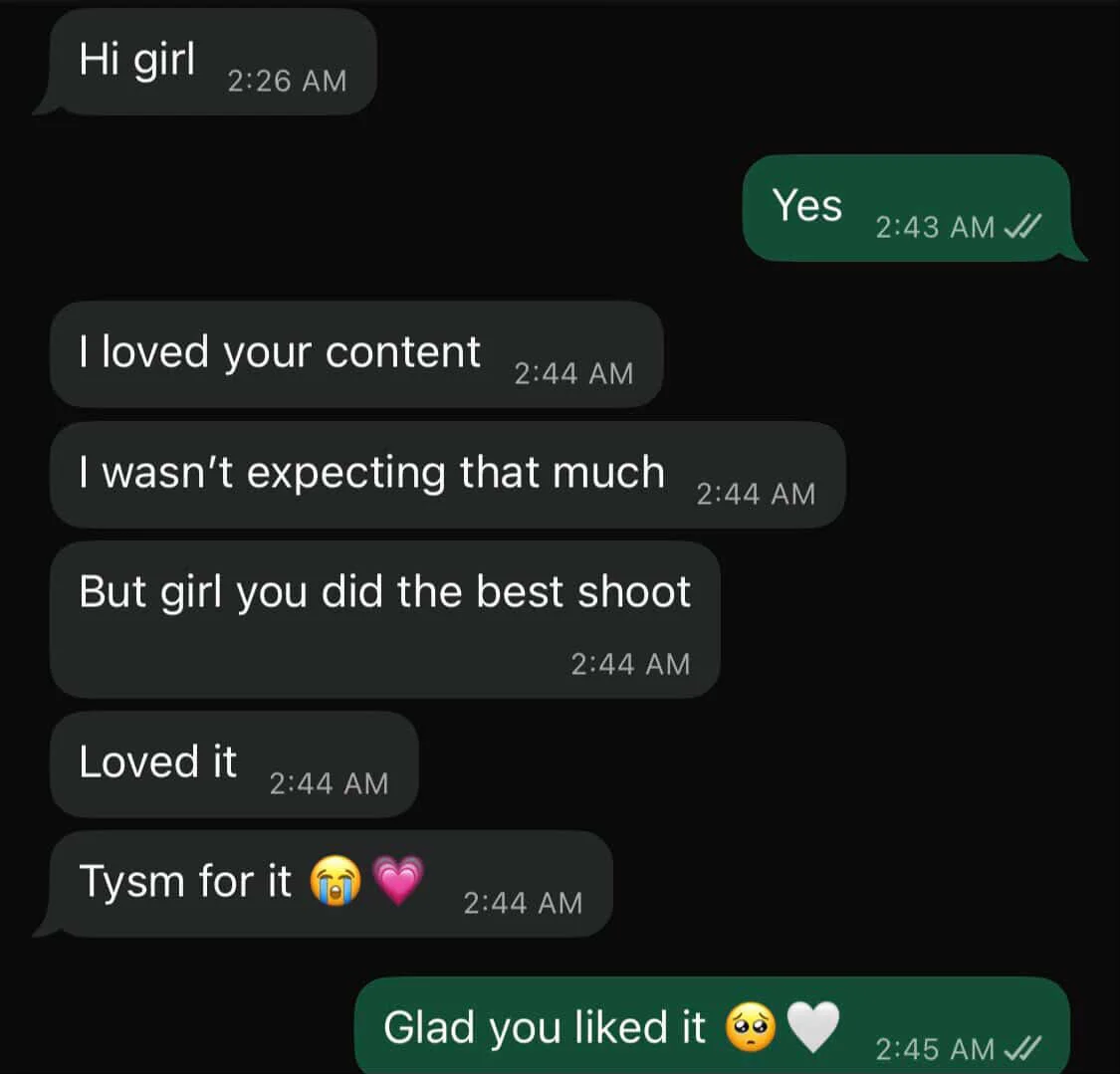 Client feedback message