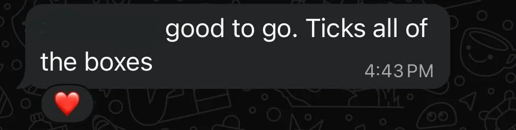 Client feedback message